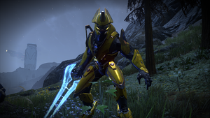A Sangheili Warlord at night on Installation 07.