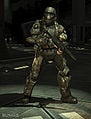 The Rookie in the streets of New Mombasa in Halo 3: ODST.