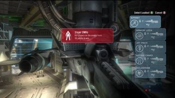 The menu for Reach's loadouts in the final version of the game.