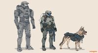 Concept art of an ODST and a dog for Halo 5: Guardians.