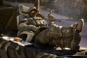 Johnson enjoys a cigar in the Legendary ending of Halo: Campaign Evolved.