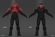 Concept art of the different holographic effects for Alpha and Beta Infected in Halo Infinite.