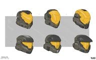 Concept art of the Zvezda helmet (top row) for Halo Infinite.