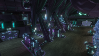 The left-side plasma cannon room of a Covenant corvette.
