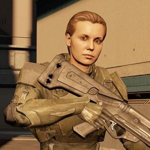 UNSC Marine Palmer during Battle of Mombasa in Halo 2: Anniversary, as seen in Halo 2 level Metropolis.