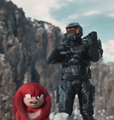 John-117 with Knuckles the Echidna in a Paramount+ ad.