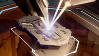 Hardlight shield modules on a table on Requiem.