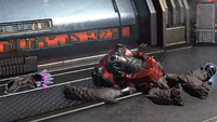 The corpse of a red Unggoy Assault with a Needler found on Warship Gbraakon.