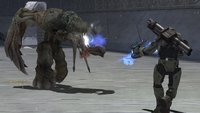 A tank form blocking weaponfire in Halo 3.
