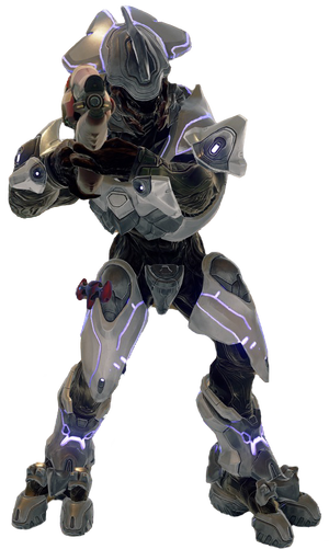 A render of a Sangheili Prime wielding the Pool of Radiance.