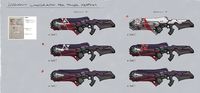 Concept art of different tiers of plasma casters for Warzone.