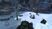 The Heads-Up Display when driving an M808B Scorpion in Halo: Combat Evolved Anniversary.