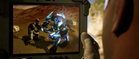 Johnson watches the Elite and his Combat Evolved incarnation in Halo: Campaign Evolved.