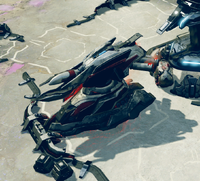 A Mega Turret with the Compound Detonators upgrade attached to an outpost.