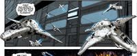 Broadsword squadrons depart hangar bays on the UNSC Infinity.