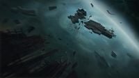 A destroyed Paris in Halo: Fleet Battles.