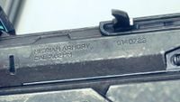 Closeup view of the text engraved on the side of the MA5D.