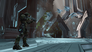 Master Chief encounters Aggressor Sentinels at one of Requiem's localized site Cartographers.