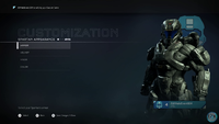 Customization user interface in Halo 5: Guardians upon the game's launch.