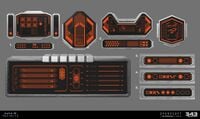 Concept art of various displays seen on the vessel.