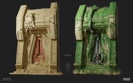 Concept art of doors as they appear on either side of the map.