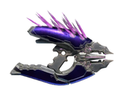 A render of the Halo Infinite Posu'gelka-pattern needler model used in the Halo Encyclopedia (2022 edition) and Halo: Flashpoint.