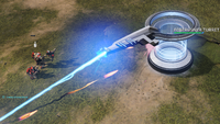 The Forerunner turret firing its beam weapon.