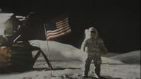 An American astronaut on the moon.