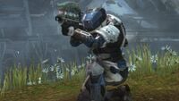 The MJOLNIR Mark V[G] armor with the Spartan Laser in Halo: Reach.