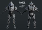 Front and back renders of the Hayabusa armor in Halo 4.