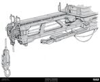 Concept art of the hangar crane from which John is thrown into space.