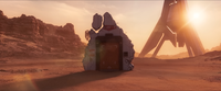 Iratus' vision of an ONI door in the desert surrounding the then-inactive Lifeworker ship.