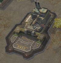 A screenshot of a UNSC minibase on Beasley's Plateau, with a UNSC Vehicle Depot built on it.