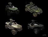 The various iterations of the M12 LRV as seen in the Halo trilogy and Halo: Reach.