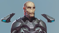 Close-up of Faber's face in the Halo Encyclopedia (2022 edition).