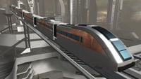 The bullet train styled maglev train in New Alexandria.