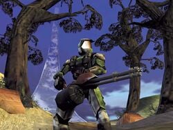 An early screenshot of Halo: Combat Evolved.