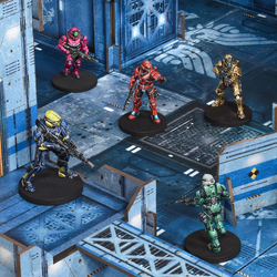 A photo of several Flashpoint minis in a battle.