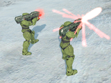 Spartans firing the M6/R in Halo Wars.