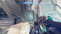 The beam rifle being used in Halo 4's multiplayer.