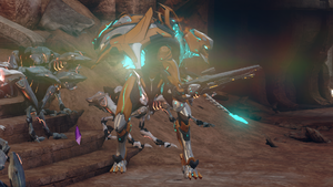 A Knight Excavator in Halo 5: Guardians. Here, it is wielding a LightRifle.