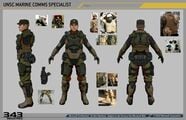 Halo 4 concept art of a UNSC Marine comms trooper.
