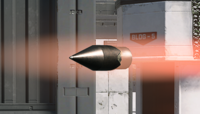 Close-up view of a Mangler projectile in flight.