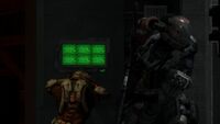 Kat-B320 finds a way to open the door into the relay while Emile-A239 watches for Covenant.