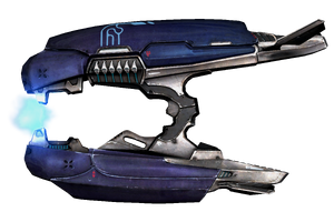 A cropped screenshot of an Okarda'phaa-pattern plasma rifle in Halo: Combat Evolved Anniversary. Original image by User:JackVibe.