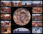A collage of screenshots of various points of interest in the large habitat of the Tolerance.