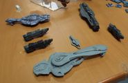 Model ships made by Spartan Games.