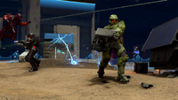 The Mark VI GEN3 armor, seen alongside Spartan-IVs with new cosmetics during a game of King of the Hill Firefight.
