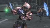 A Sangheili with a needle rifle in Halo: Reach's Firefight Versus.