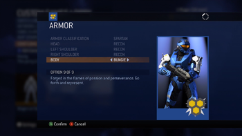 Bungie Armor in the Halo 3 customisation menu.